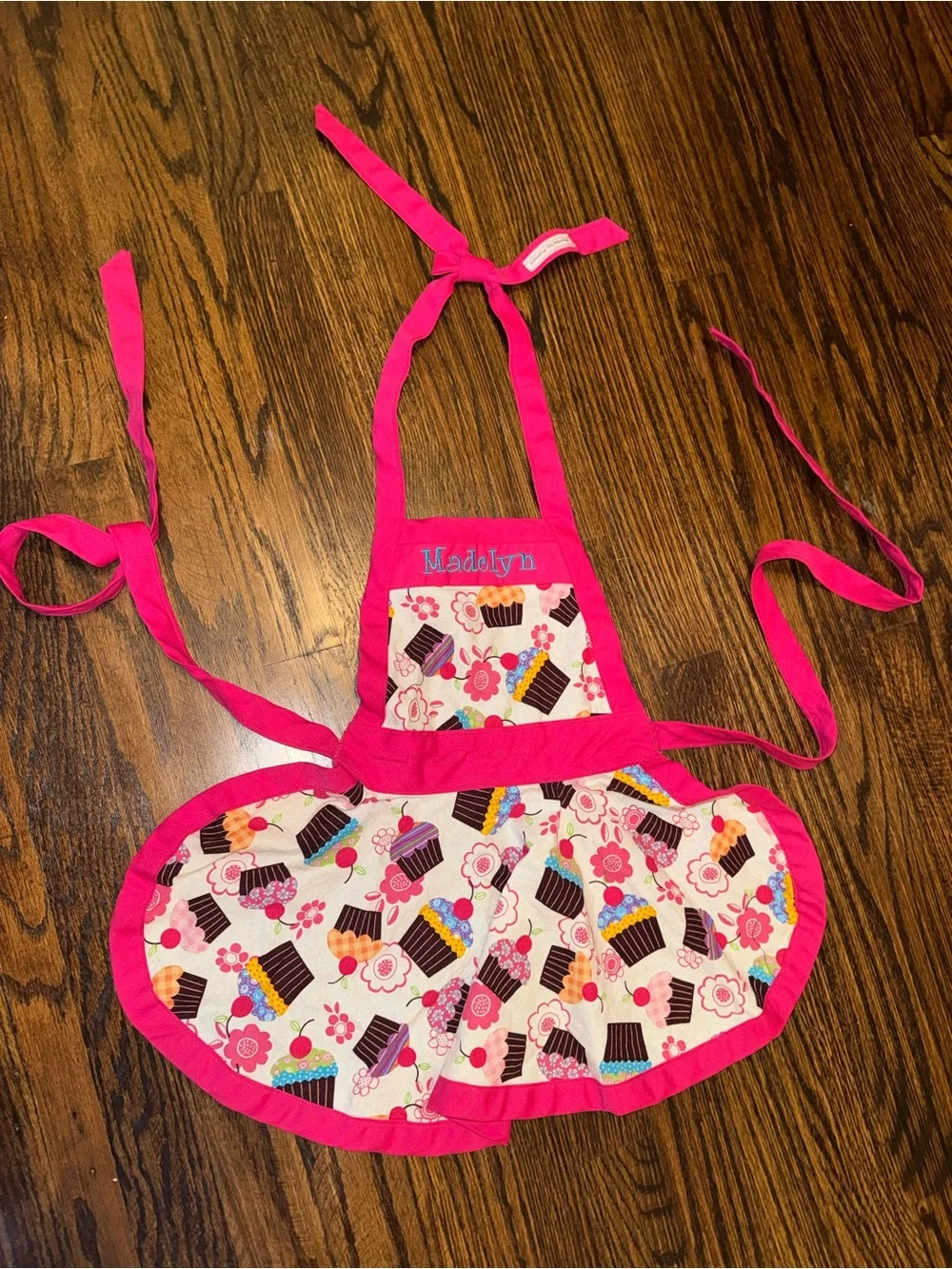 Personalized Pink Cupcake Print Kids Apron  “Madelyn”
